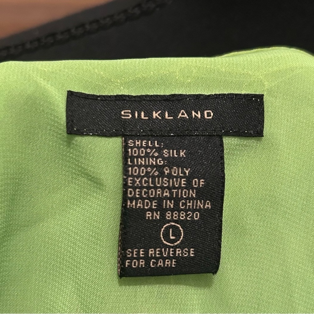 Vintage SilkLand Green Sequins 100% Silk Sleeveless Blouse Boho. Size L - Picture 6 of 7